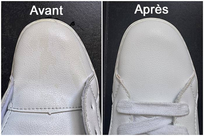 avant après nettoyage taches chaussure danse Fuego